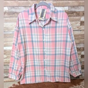 Pretty in Pink Plaid Flannel Shirt